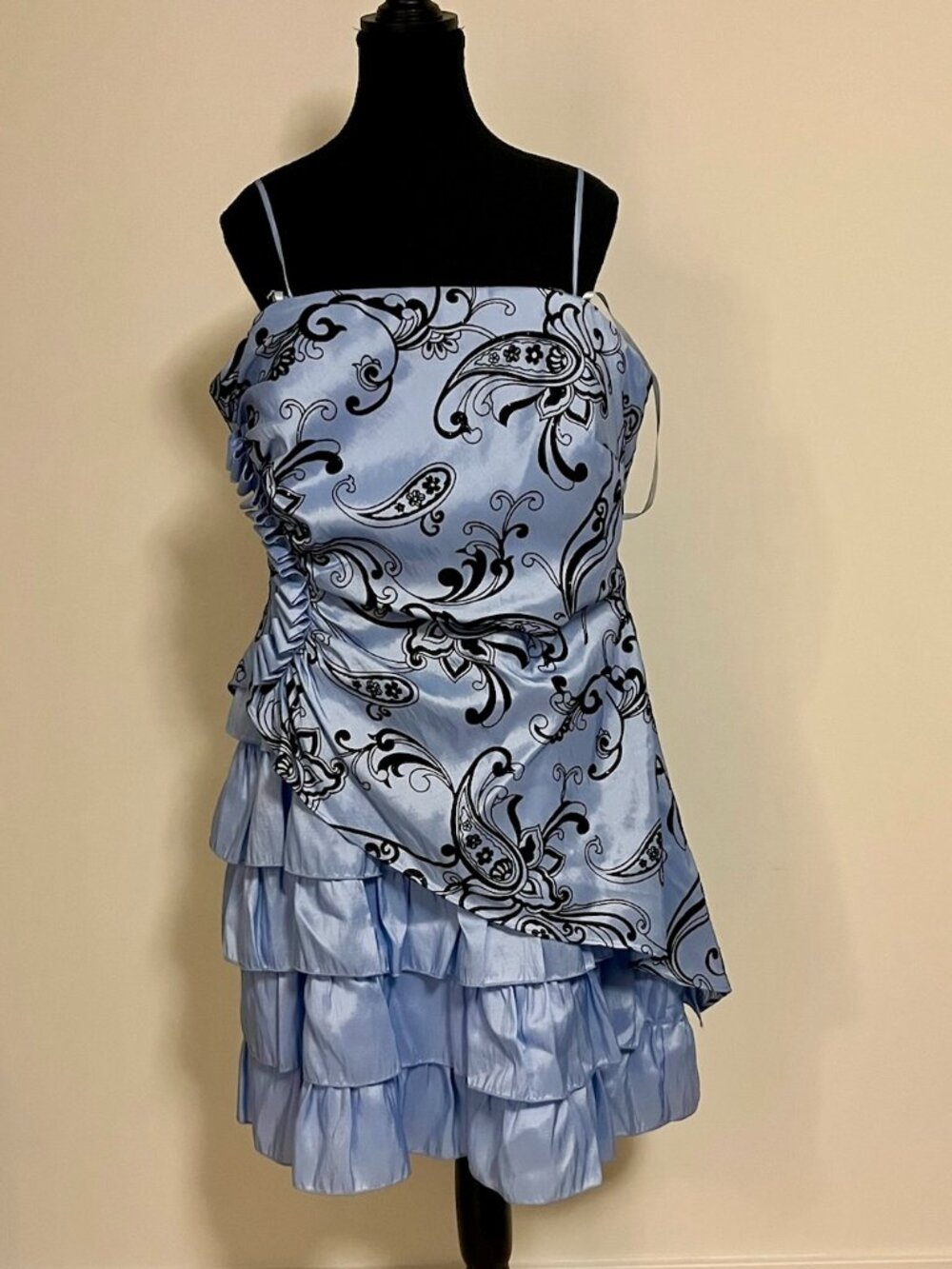#2 Laura Peitites Light Blue with Black Desgin Strapless Dress